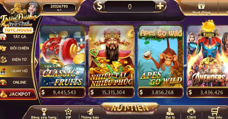 Hình ảnh các trò chơi Slot game với vòng quay may mắn